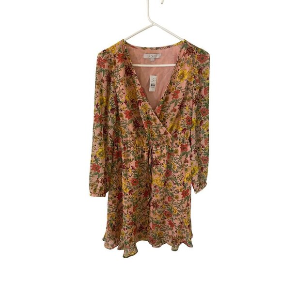 NWT Loft Women's Yellow Flounce Wrap Dress Long Sleeve - Small - Picture 3 of 14